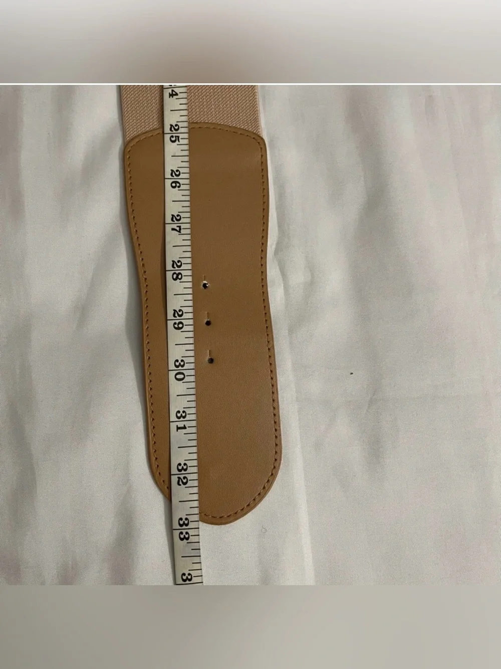 Brown square buckle with rhinestones details elastic waistband belt